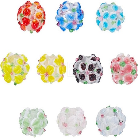10Pcs 10 Colors Handmade Lampwork Beads LAMP-AR0001-43-1
