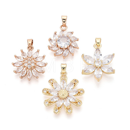 Brass with Cubic Zirconia Pendants KK-T072-50G-1