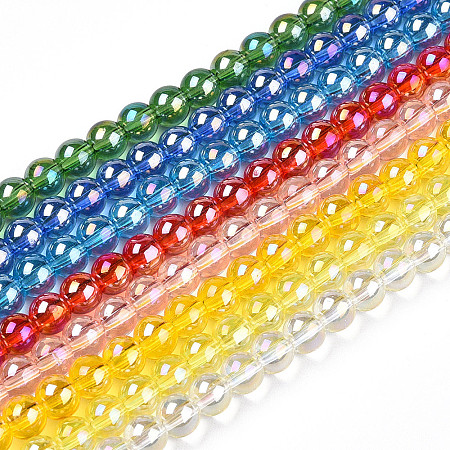 Electroplate Transparent Glass Beads Strands GLAA-T032-T6mm-AB-1