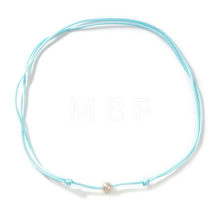 Imitation Pearl White Potato Pendant Adjustable Waxed Cord Necklaces for Women OH8963-4-1