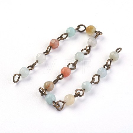 Handmade Natural Flower Amazonite Beads Chains AJEW-JB00455-04-1