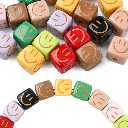 20Pcs Baking Paint Opaque Acrylic Beads OACR-YW0004-29-1