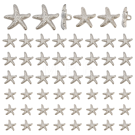60Pcs 2 Styles 1-Hole Alloy Shank Buttons BUTT-PH0001-79P-1