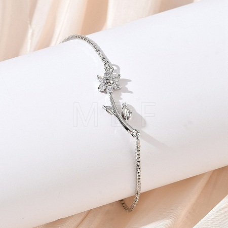 Adjustable Brass Micro Pave Clear Cubic Zirconia Box Chain Slider Bracelets BJEW-C156-09P-03-1