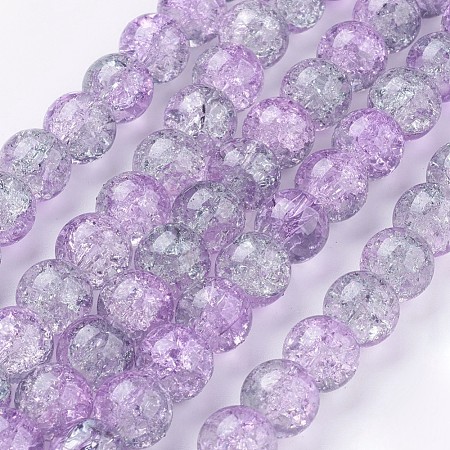Spray Painted Crackle Glass Beads Strands CCG-Q002-10mm-02-1