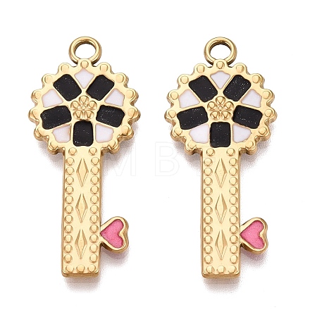 303 Stainless Steel Enamel Pendants STAS-Q110-34G-01-1