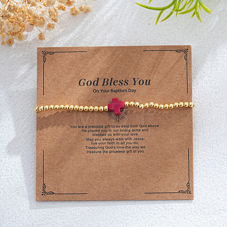 Brass Round Beads Stretch Bracelets VH4184-20-1