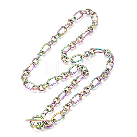 Unisex 304 Stainless Steel Figaro Chain Necklaces NJEW-H215-03MC-1