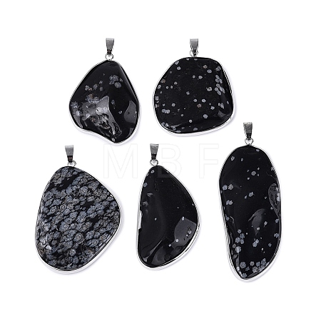 Natural Snowflake Obsidian Pendants G-N362-04P-01-1