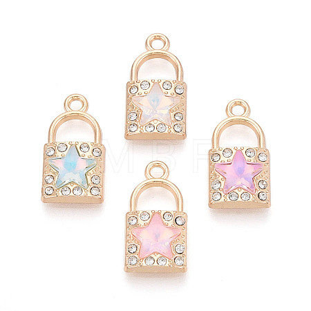Rack Plating Alloy Rhinestone & Glass Pendants PALLOY-T092-90M-G-1