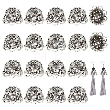 24Pcs Tibetan Style Alloy Bead Caps TIBE-PH0002-63AS-1