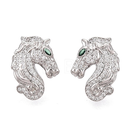 Brass Micro Pave Cubic Zirconia Stud Earrings EJEW-Q033-01P-1
