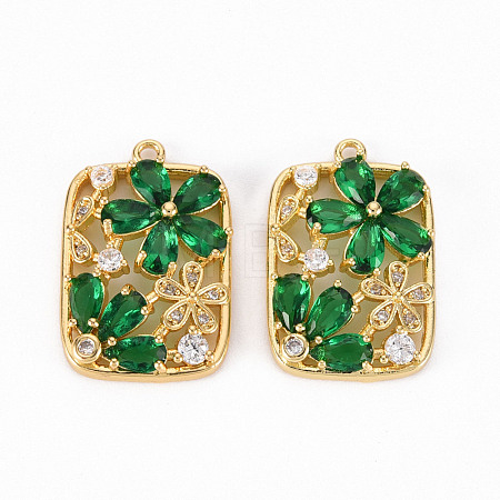 Brass Micro Pave Clear Cubic Zirconia Pendants ZIRC-S068-015-NF-1