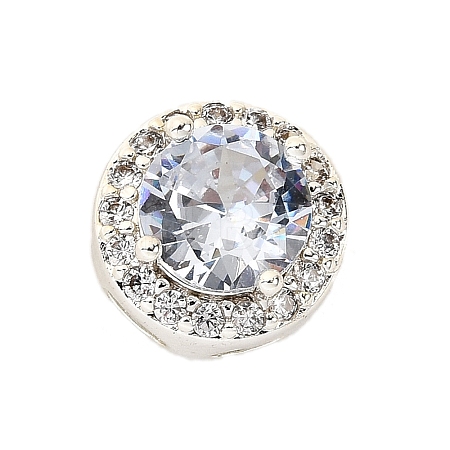 Brass Micro Pave Cubic Zirconia Beads KK-D408-11S-04A-1