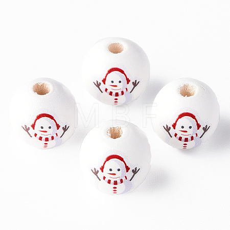 Painted Natural Wood Round Beads X1-WOOD-N006-181-1