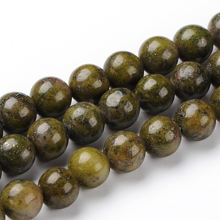 Natural Epidote Round Beads Strands G-L383-07-8mm-1