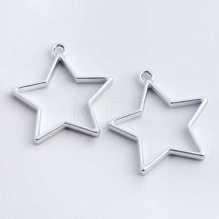 Rack Plating Alloy Star Open Back Bezel Pendants X-PALLOY-S047-40B-FF-1