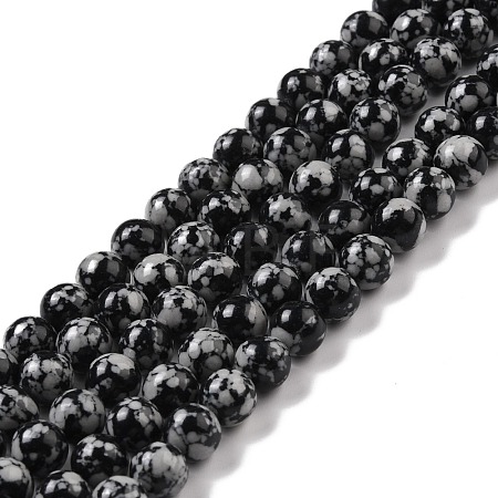 Synthetic Snowflake Obsidian Beads Strands G-E568-03C-1
