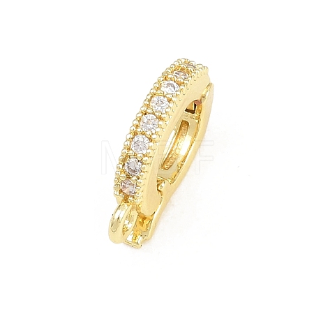 Brass Micro Pave Clear Cubic Zirconia Fold Over Clasps KK-H268-08G-1