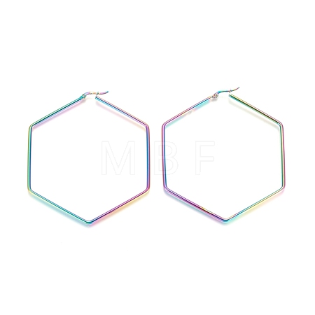 304 Stainless Steel Geometric Angular Hoop Earrings STAS-D171-08M-1
