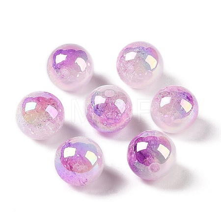 UV Plating Opaque Crackle Two-tone Acrylic Beads MACR-C032-01D-1