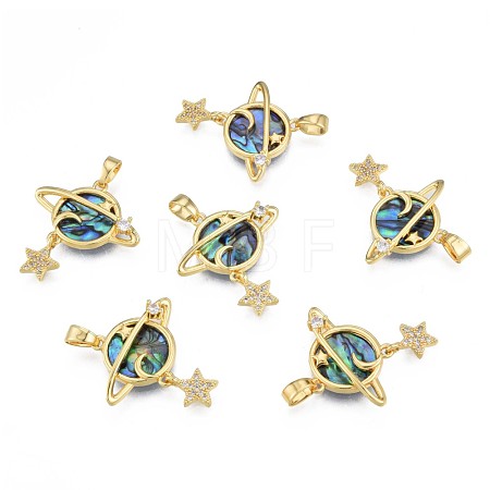 Brass Micro Pave Clear Cubic Zirconia Pendants KK-N233-421-1