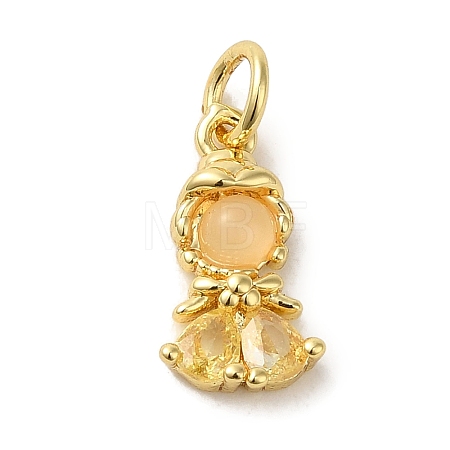 Brass Micro Pave Colorful Cubic Zirconia Glass Pendants X-KK-R162-026E-G-1