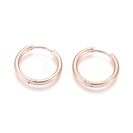 Ion Plating(IP) 304 Stainless Steel Huggie Hoop Earrings EJEW-F111B-21mm-RG-1