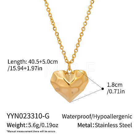 304 Stainless Steel Textured Heart Pendant Necklaces EI9252-3-1