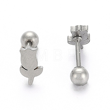 Tarnish Resistant 201 Stainless Steel Barbell Cartilage Earrings EJEW-R147-39-1