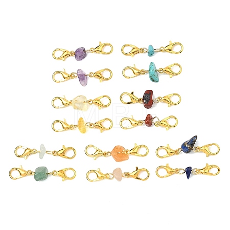 28Pcs 7 Styles Natural & Synthetic Mixed Gemstone Chip Bead Connector Charms PALLOY-JF05612-02-1
