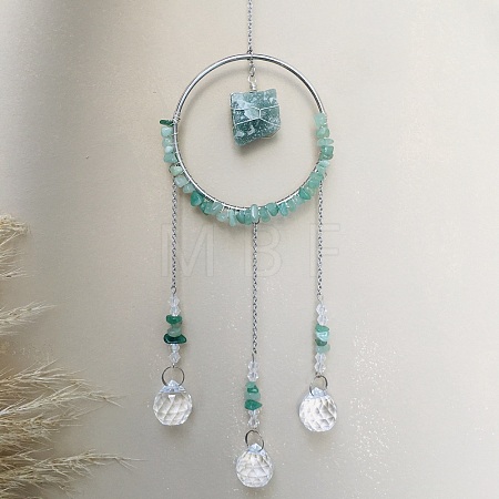 Glass Pendant Decoration DJEW-PW0019-11F-1