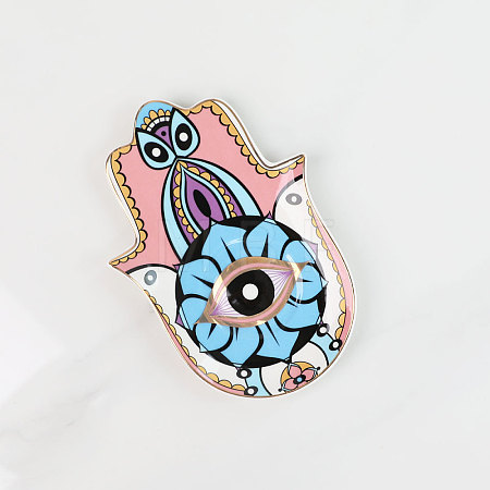 Hamsa Hand/Hand of Miriam with Evil Eye Ceramic Jewelry Plate WG72491-06-1