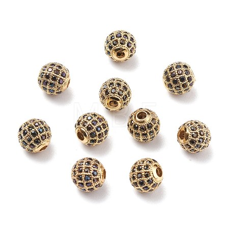 Brass Cubic Zirconia Beads ZIRC-F001-41G-1
