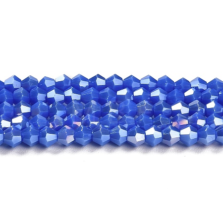 Opaque Solid Color Electroplate Glass Beads Strands EGLA-A039-P4mm-B11-1