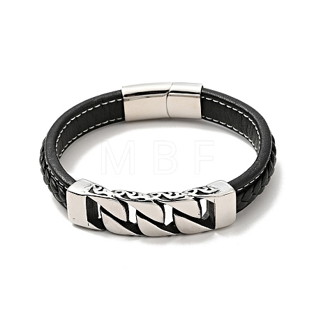 304 Stainless Steel Curb Chains Link Bracelet with Magnetic Clasp BJEW-C021-24P-1
