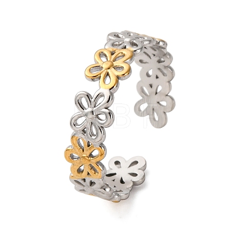 304 Stainless Steel Double Color Cuff Rings RJEW-S635-01GP-02-1