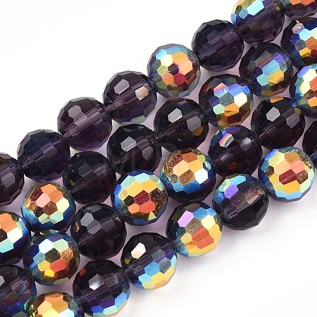 Transparent Electroplate Glass Beads Strands EGLA-N012-001-B07-1