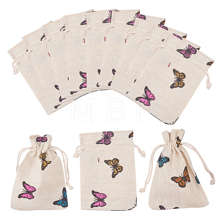 Polycotton(Polyester Cotton) Packing Pouches Drawstring Bags ABAG-T004-10x14-03-1