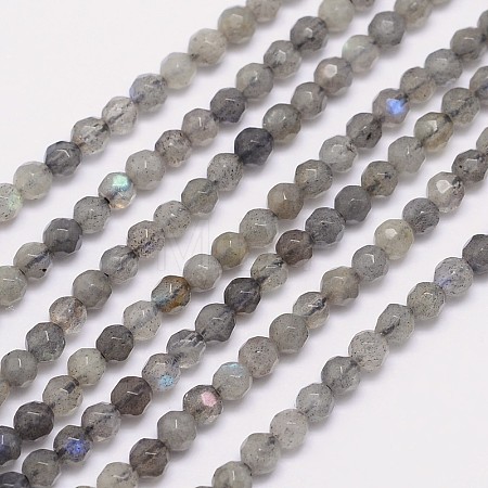 Faceted Round Natural Labradorite Bead Strands G-I156-03-4mm-1