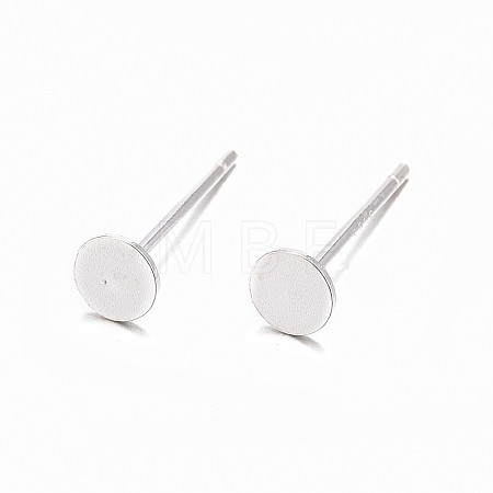 925 Sterling Silver Flat Pad  Stud Earring Findings STER-K167-045C-S-1