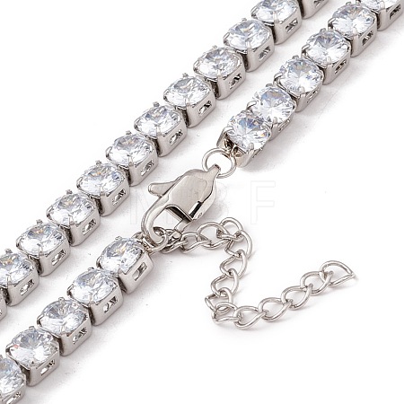 Classic Cubic Zirconia Tennis Necklace NJEW-G017-02A-P-1