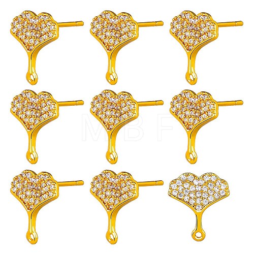 10Pcs Brass Micro Pave Clear Cubic Zirconia Stud Earring Findings ZIRC-SZ0005-13-1