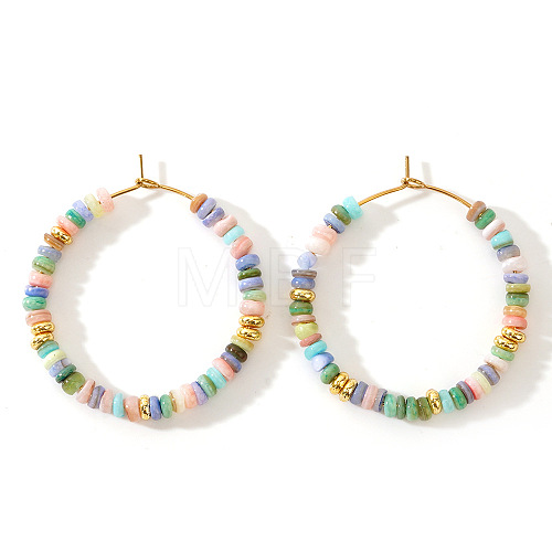 Bohemian Style Multicolor Shell Hoop Earrings XS6775-2-1