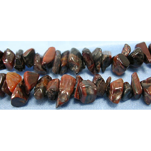 Natural Red Tiger Eye Chips Beads Strands X-F058-1