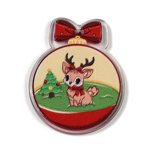 Christmas Theme Opaque Printed Acrylic Pendants SACR-S035-02C-1