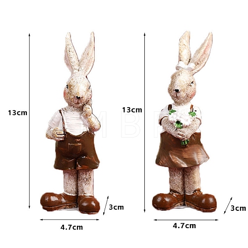 Easter Theme Resin Couple Rabbit Display Decoration PW-WG70044-01-1