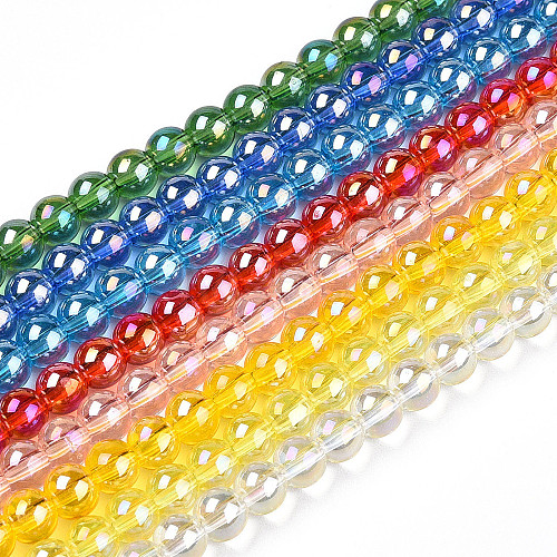 Electroplate Transparent Glass Beads Strands GLAA-T032-T6mm-AB-1