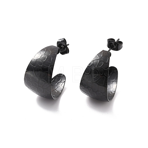 Ion Plating(IP) 304 Stainless Steel Chunky C-shape Stud Earrings EJEW-P198-06EB-1