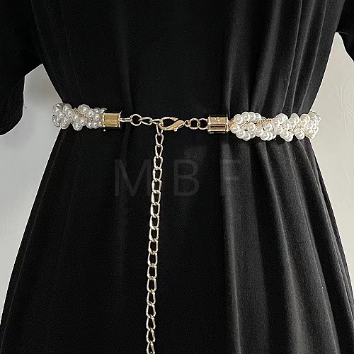 Alloy & Plastic Imitation Pearl Beaded Belly Chains for Women WG270D6-02-1